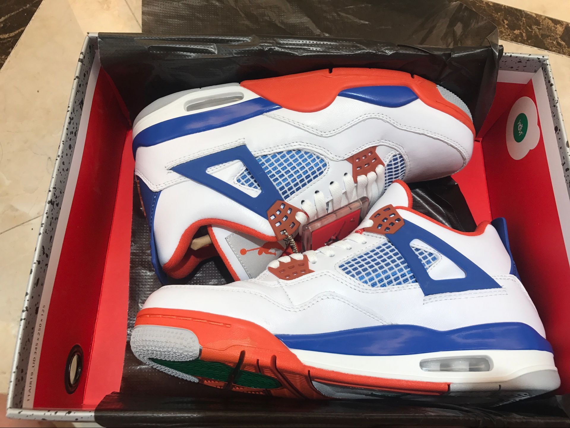 New Air Jordan 4 White Royal Blue Red Shoes - Click Image to Close